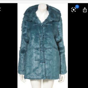 Topshop teal pom pom faux fur acket